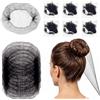 TonJin Retine elastiche per capelli (nero), invisibili, per chignon, per ballerini, ginnastica, equitazione, chef, infermieri, 50 pezzi.