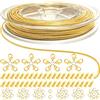 Jishi Catena a serpente in oro da 10 m, 1,2 mm, catena per creazione di gioielli fai da te, catena a serpente rotonda placcata in oro con chiusura a moschettone, estremità del cavo e anelli di salto