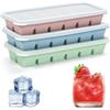 Kanzith 3 contenitori per cubetti di ghiaccio con coperchio, 12 scomparti, quadrati, in silicone, con coperchio, senza BPA e riutilizzabili, per caffè, gelato (3 x 3 x 2,5 cm) (A)