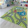 TT Home Tappeto Stanza Bambini Auto Bambini Strada Antiscivolo Moderno, Colore:Verde, Dimensione:200 cm Quadrato
