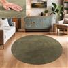 Paco Home Tappeto Salotto Moderno Soggiorno Pelo Lungo Tappeto Morbido Peloso Verde, Dimensione:Ø 160 cm tondo