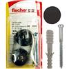 Fischer Ferma Porta Nero 1N K, kit con due blocca porta da pavimento, 504640