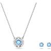 Swarovski Set Una, Taglio Round, Blu, Placcato rodio