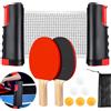 Kiuiom Set di Racchette da Ping Pong con Funzione Telescopica,Ping Pong Set da Tavolo Portatile con 2 Racchette + 6 Palline + 1 Regolabile Rete e Borsa da Trasporto,Ideale per Gioco Indoor e Outdoor