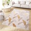 TAPISO Crystal Tappeto Pelo Corto Lucido Effetto 3D Design Moderno Motivo Floreale Piccole Foglie tonalità Oro Marrone Beige Soggiorno Sala Camera Cameretta Oeko-Tex 140 x 200 cm