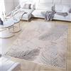 TAPISO Crystal Tappeto Pelo Corto Lucido Effetto 3D Design Moderno Motivo Floreale Foglie Tonalità Oro Grigio Crema Bianco per Soggiorno Sala Camera Cameretta OEKO-TEX 80 x 150 cm