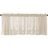 WAZUBC Tende corte in pizzo per finestre piccole, 137 x 61 cm, motivo floreale ricamato, semi-velato, decorative per casa, cucina, balcone (beige)