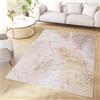TAPISO Crystal Tappeto Pelo Corto Lucido Effetto 3D Design Moderno Motivo Floreale Foglie tonalità Oro Marrone Crema Beige Bianco Soggiorno Camera Cameretta Oeko-Tex 160 x 220 cm
