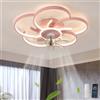 TuoyuanW Ventilatore da Soffitto con Luce in Stile Moderno Lampadario Ventilatore con Telecomando Dimmerabile Plafoniera Ventilatore 6 Velocità Reversibile per Soggiorno, Rosa