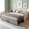 SUNFECILI Letto diurno estensibile 90/180 x 200 cm, divano letto imbottito con struttura a doghe, divano a 2 posti con funzione letto, letto matrimoniale funzionale, tessuto in velluto (grigio)