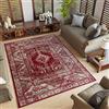 TAPISO Dubai Tappeto Tradizionale Pelo Corto Soggiorno Design Vintage Motivo Geometrico Mosaico Ornamenti tonalità Rosso Salotto Sala Camera Ufficio Oeko-Tex 200 x 300 cm