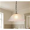 Generico Lampadario a Sospensione Classico in Vetro, 1 Luce, per Cucina, Bagno, Camera, Soggiorno, Scala, Corridoio art. onda (ROSA)