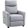 Poltrona Reclinabile 145° Max In Tessuto Effetto Lino, Schiuma, Acciaio E Legno, 73x86x100 Cm, Grigio Chiaro