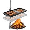 VEVOR Griglia per Braciere da Campeggio, Griglia Barbecue Girevole Rettangolare da 607 x 300 mm Altezza Regolabile, Cottura all'Aperto Fiamma Libera, Rivestimento alla Temperatura 600℃, Campeggio