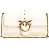 Pinko Love One Pocket C Vitello Seta, Borsa Donna, Z14q_bianco Seta-antique Gold, 20