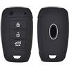 Happyit Custodia in silicone per chiave auto Hyundai Solaris 2 Elantra i30 i35 i40 Tucson Kona 2015-2019 3 pulsanti (nero)