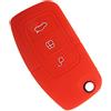 Happyit Silicone Auto Chiave Copertura Remota Caso per Ford Fiesta Focus 2 Ecosport Kuga Escape MK2 3 Pulsanti Chiave Flip (Rosso)