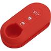 Happyit Cover in silicone per chiavi auto per Fiat 500 Panda, Punto, Bravo, design a forma di telecomando con 3 pulsanti Red