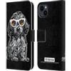 Head Case Designs Licenza Ufficiale P.D. Moreno Dachshund Cani Neri E Bianchi Custodia Portafoglio in Pelle Compatibile con Apple iPhone 15 Plus