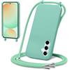 BAFUGU Cover Compatible con Samsung Galaxy S24 FE con Cordino Custodia con Laccio Collana Tracolla Collo Liquido Silicone Antiurto TPU Antiurto AntiGraffio Case - verde menta