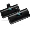 HETP Mini Power Bank 5200mAh, 20W PD Ricarica Rapida Powerbank, Ultra Compatto Caricatore Portatile con LCD Display Batteria Esterna per iPhone 14/14Pro/13/13 Pro/12/12Pro/11/X/XR/8/7/6 ecc-2 Pezzi