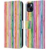 Head Case Designs Licenza Ufficiale Ninola Strisce Arcobaleno Geometrico Colorato Custodia Portafoglio in Pelle Compatibile con Apple iPhone 15 Plus
