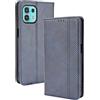 XINNI Cover per Motorola Edge 20 Lite Custodia, retrò Flip Magnetica Pelle PU/TPU Portafoglio, Blu