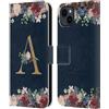 Head Case Designs Licenza Ufficiale Nature Magick Letter A Monogramma Floreale Oro Navy Custodia Portafoglio in Pelle Compatibile con Apple iPhone 15 Plus