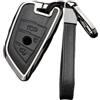 Happyit Custodia per chiavi auto in pelle in lega di zinco per BMW X1 X3 X4 X5 F15 X6 F16 G30 7 Series G11 F48 F39 520 525 f30 118i 218i 320i 3/4 tasti (nero+3B)