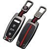 通用 Custodie per Chiavi Auto in Lega di Zinco per Audi A6L A7 A8 Q8 Etron C8 D5 3 Pulsanti Telecomando Accessori Supporto Guscio Pelle (Colore Opaco)