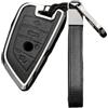 Happyit Custodia per chiavi auto in pelle in lega di zinco per BMW X1 X3 X4 X5 F15 X6 F16 G30 7 Series G11 F48 F39 520 525 f30 118i 218i 320i 3/4 tasti (nero+4B1)