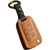Happyit Custodia in pelle per chiave auto, per VW Polo, Skoda Octavia A7, Kodiaq, Seat, Ateca Leon, Golf 7, Flip 3 pulsanti (marrone)