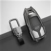 Happyit Custodia per chiavi dell'auto, in lega di zinco + TPU + pelle, per Audi A1 A3 A4 A5 A6 A7 A8 Q2L Q3 Q5 Q7 S3 S4 TTS 2021 A4L Q5L 3 pulsanti (colore opaco A)
