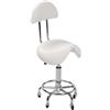 REDCAMP Sgabello da sella con ruote e schienale, ergonomico, girevole a 360°, altezza regolabile (50-66 cm), portata 180 kg, ruote silenziose per cucina, massaggio, ufficio, bianco