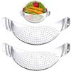 Bakiauli Colino a forma di mezzaluna, 2 pezzi Pentola Scolapasta,Scolapasta in Acciaio Inox, Scola pasta per ciotole, padelle e pentole