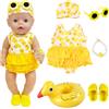 Xerteam Costume da bagno per bambole (30-45 cm), gonna corta con motivo anatra gialla