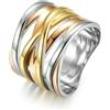 Sumpgle Anello in acciaio inossidabile tricolore sfumato tricolore 3D titanio Gioielli per donna Accessori moda, 9