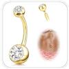 DAI JY Piercing per ombelico in titanio, 14 G, 14 mm, 12 mm, 10 mm, 8 mm, corto e lungo, con zirconia cubica, filettatura interna, gioielli per donne e uomini