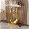 FYRDTNG Tavolo Consolle in Pietra Sinterizzata, Mobile Ingresso Moderno con Base a U e Sfera Dorata, Mobile d'Appoggio Stretto per Corridoio, Soggiorno(Gold3,50cm/19.7in)