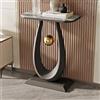 FYRDTNG Tavolo Consolle in Pietra Sinterizzata, Mobile Ingresso Moderno con Base a U e Sfera Dorata, Mobile d'Appoggio Stretto per Corridoio, Soggiorno(Black3,50cm/19.7in)