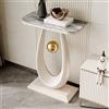 FYRDTNG Tavolo Consolle in Pietra Sinterizzata, Mobile Ingresso Moderno con Base a U e Sfera Dorata, Mobile d'Appoggio Stretto per Corridoio, Soggiorno(White3,50cm/19.7in)