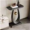 FYRDTNG Tavolo Consolle in Pietra Sinterizzata, Mobile Ingresso Moderno con Base a U e Sfera Dorata, Mobile d'Appoggio Stretto per Corridoio, Soggiorno(Black4,50cm/19.7in)