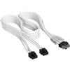 CORSAIR Elite Premium Type 5 con Guaina Individuale cavi alimentatore 2x 8 Pin a PCIe 12V-2x6 600W - Guaina in paracord a tripla maglia, compatibile con PSU Corsair Type 5 - Bianco