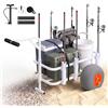 VEVOR Carrello da Pesca da Spiaggia, Capacità di Carico 136 kg, Carrello da Pesca Smontabile, Telaio in Lega di Alluminio, Ruote da 33 cm, 8 Portacanne, Facile da Pulire, per Attività Outdoor, Picnic