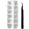 ILLUVA 1500 Strass Cristallo, Glitter Brillantini Decorazioni per Unghie, Nail Art und Make Up - Bianco-AB, 2mm, 3mm, 4mm