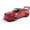 Solido RWB Bodykit 2024 - Tuning per costruzione larga, linee aggressive, schegge e ala posteriore, Diecast modellino auto, rosso con strisce, 1:18