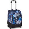 Seven Zaino Trolley, Scuola Elementare, Doppio Uso, Doppio Scomparto, Spallacci a Scomparsa, Bambino, Mystic Gray, blu/nero