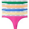 Calvin Klein Donna Perizomi Confezione da 5 con Fascia con Logo, Multicolore (Mardi Gras Green/Relay Gold/Golden), S