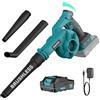 PULITUO Soffiatore foglie a batteria per Makita 18V, motore senza spazzole, batteria e caricabatterie inclusi, 6 velocità, 257 km/h, leggero e compatto con 3 ugelli per foglie, polvere, giardino e casa
