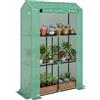 Outsunny Serra da Balcone per Orto a 3 Livelli con Porta a Cerniera Avvolgibile e 8 Fibbie di Plastica, Serra da Giardino in Acciaio e PE Anti UV, per Piante, Fiori e Verdure, 100x40x150 cm, Verde